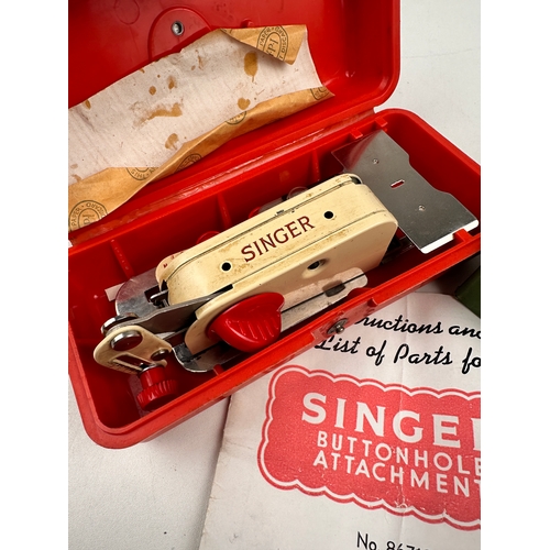 Vintage Singer Sewing Machine Button Hole Attachment and Tools