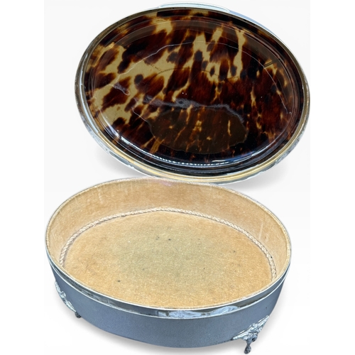 Footed Tortoise Shell & Hallmarked Silver Trinket Box. 7