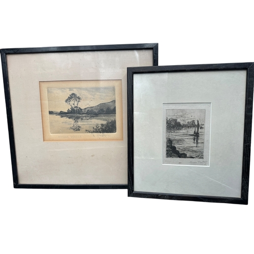 634 - Two Vintage Engravings: Mason Hunter - Nearing The Shore, Coldingham alongside W. Rawlings - Rydal W... 