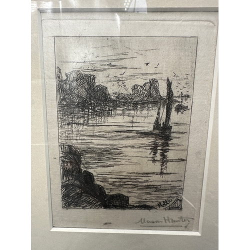 634 - Two Vintage Engravings: Mason Hunter - Nearing The Shore, Coldingham alongside W. Rawlings - Rydal W... 