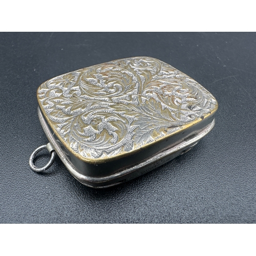 238 - Antique Spring Loaded Nickel Plated Coin Case with Vintage Coins