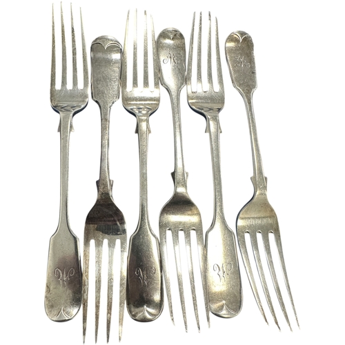 211 - Set of Six Hallmarked Silver Dessert Forks, London 1876. 271.38g