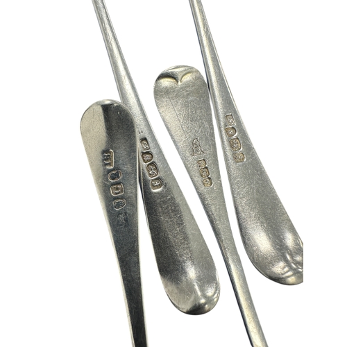 213 - Four Antique Hallmarked Silver Dessert Spoons, Various Makers. 121.19g