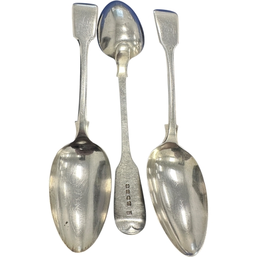 215 - Three Hallmarked Silver Serving Spoon, London 1845, 1847 by samuel Haye & Dudley Carter. 224.07g