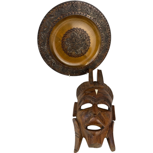 381 - Well Carved Decorative Plate and Mask