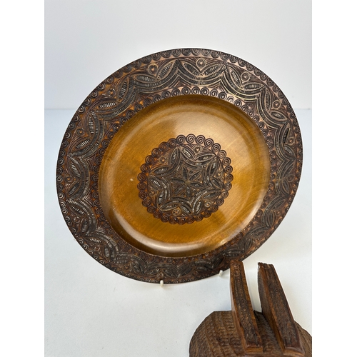 381 - Well Carved Decorative Plate and Mask