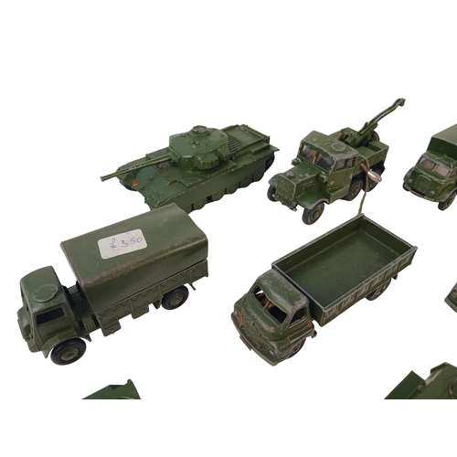 554 - Quantity of Unboxed Dinky Toys Diecast Military Vehicles including 688 Field Artillery Tractor and 6... 