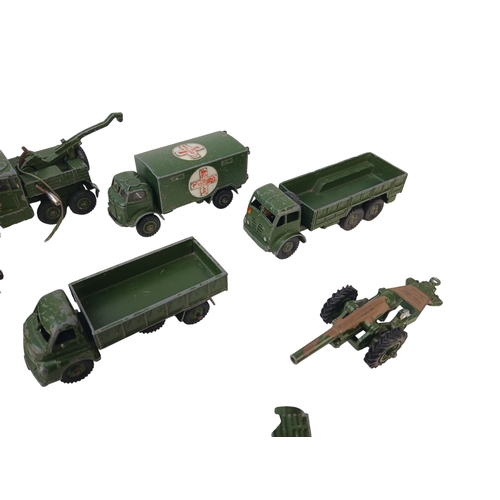 554 - Quantity of Unboxed Dinky Toys Diecast Military Vehicles including 688 Field Artillery Tractor and 6... 