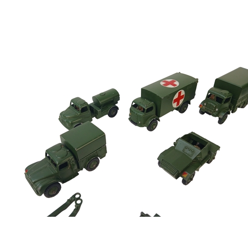 555 - Quantity of Unboxed Dinky Toys Diecast Military Vehicles including 152A Light Tank and 152B Reconnai... 