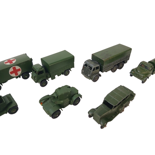 555 - Quantity of Unboxed Dinky Toys Diecast Military Vehicles including 152A Light Tank and 152B Reconnai... 