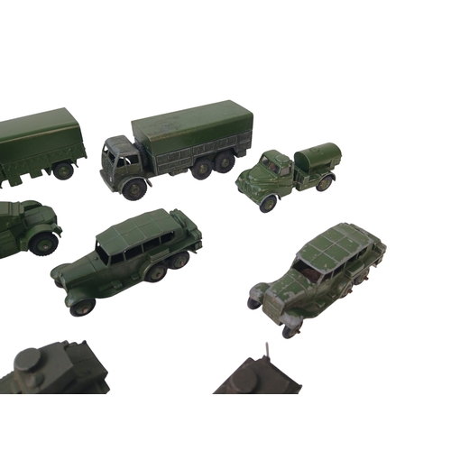 555 - Quantity of Unboxed Dinky Toys Diecast Military Vehicles including 152A Light Tank and 152B Reconnai... 