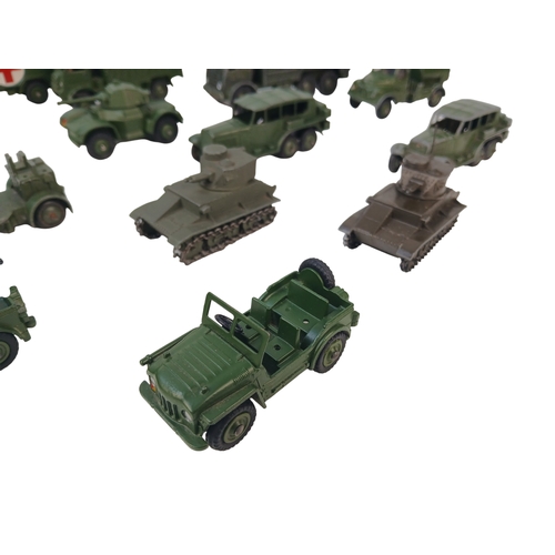 555 - Quantity of Unboxed Dinky Toys Diecast Military Vehicles including 152A Light Tank and 152B Reconnai... 