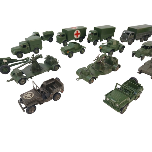 555 - Quantity of Unboxed Dinky Toys Diecast Military Vehicles including 152A Light Tank and 152B Reconnai... 