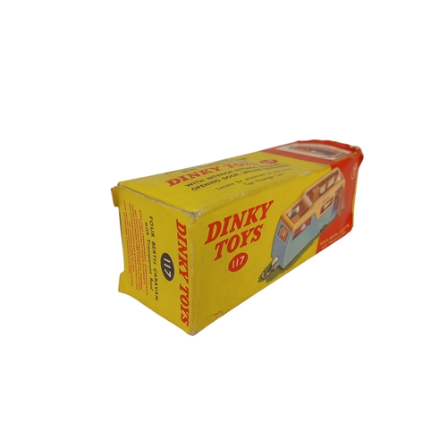560 - Pair of Boxed Dinky Toys Diecast Models including 117 Four Berth Caravan in pale yellow w/ grey door... 