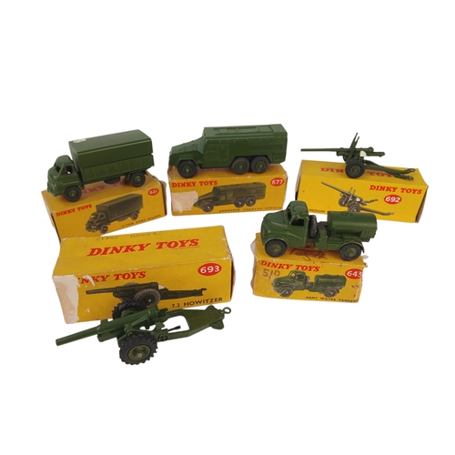 562 - Group of 5 Boxed Dinky Toys Military Vehicles including 621 3-Ton Army Wagon, 643 Army Water Tanker,... 