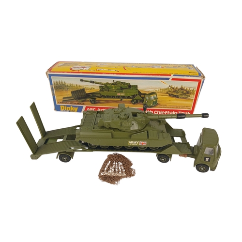 566 - Boxed Dinky Toys 616 AEC Artic Transporter with Chieftain Tank – netting and shells present