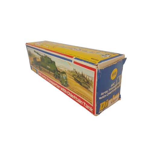566 - Boxed Dinky Toys 616 AEC Artic Transporter with Chieftain Tank – netting and shells present