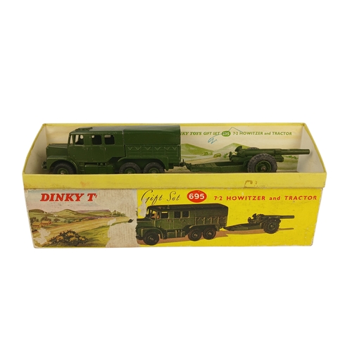 568 - Boxed Dinky Toys Gift Set 695 7.2 Howitzer and Tractor – driver figure and some inner packing missin... 