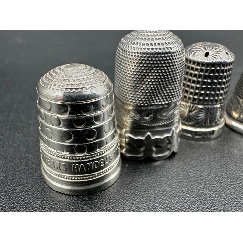 224 - Five Hallmarked Silver and White Metal Thimbles