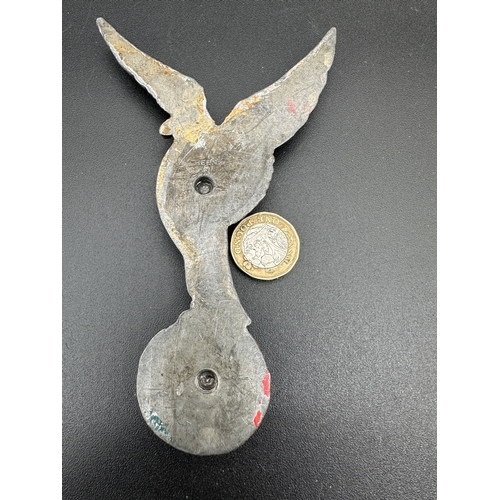 269 - Vintage Painted Metal Plaque of an Eagle Stood on the World. Makers Mark to Reverse