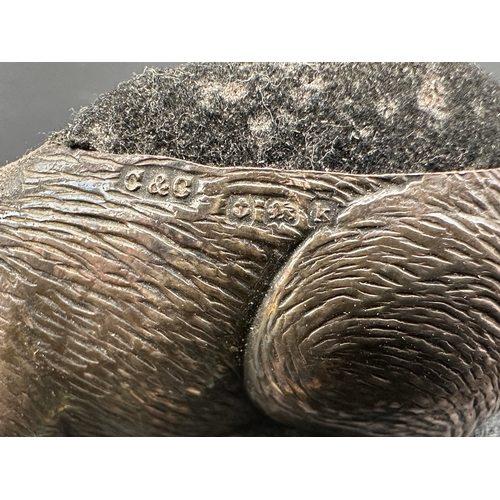 233 - Antique Hallmarked Silver Rabbit Pin Cushion. Birmingham 1909. by Cohen & Charles. Repair to one ear... 