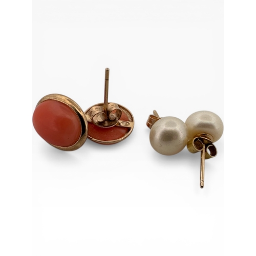 45 - Two Pairs of Nine Carat Gold Earrings. 3g...
