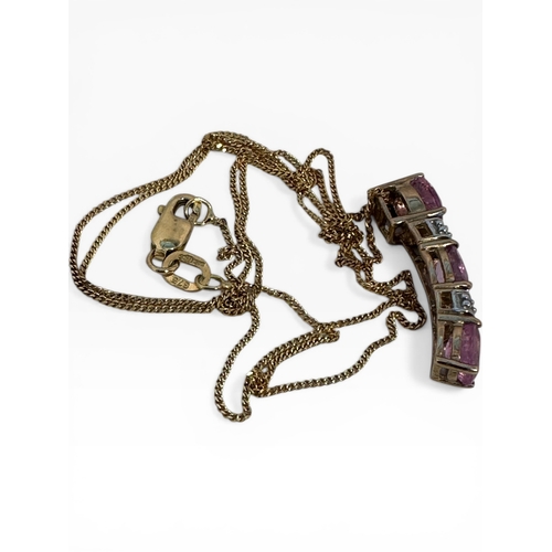 21 - Nine Carat Gold Necklace with Amethyst Pendant. 2.35g...