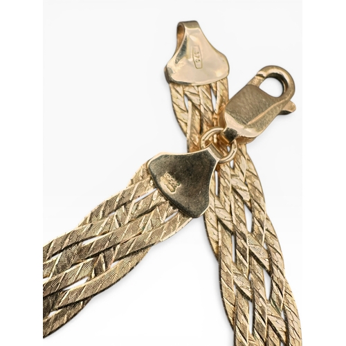 9 - Nine Carat Gold Flat Rope Twist Necklace, Full Hallmarks. 16