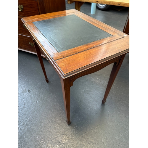 9 - Antique Continental Writing Table with Drawer and Sliding Top Reveal of Rising Ink Stand - 80 x 52 x...