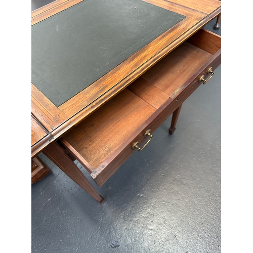 9 - Antique Continental Writing Table with Drawer and Sliding Top Reveal of Rising Ink Stand - 80 x 52 x...