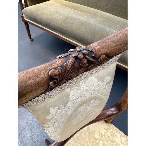 20 - Two Antique Rosewood Dining Chairs with Carved Detail...