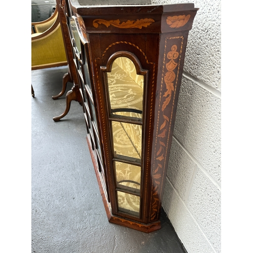 28 - Antique Dutch Walnut and Marquetry Wall Display Cabinet  - 89cm wide...