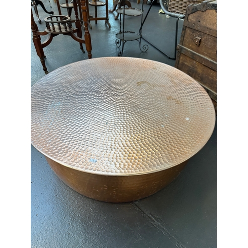 52 - Large Aluminium Copper Effect Hammered Coffee Table - 81 x 29cm...