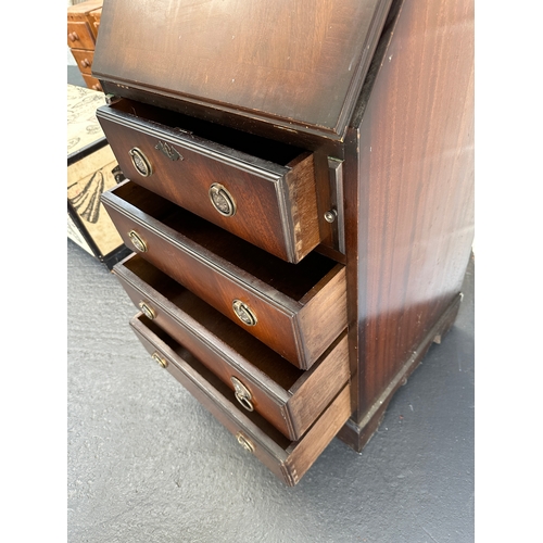 114 - Small Reproduction Four Drawer Mahogany Writing Bureau - 50 x 43 x 100cm...