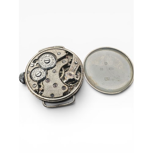 8 - Silver Cased Trench style Watch with Rolex Movement as found...