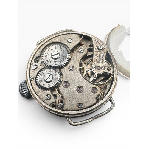 8 - Silver Cased Trench style Watch with Rolex Movement as found...