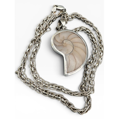 10 - 925 Silver Necklace with Mother of Pearl Pendant. 45.43g gross. 20