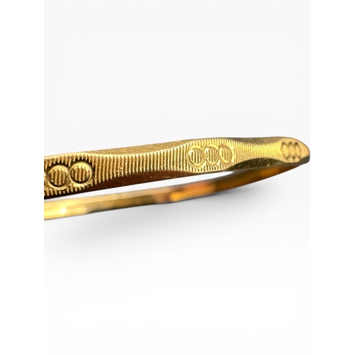 16 - Yellow Metal Bangle - Tests as High Carat Gold. Soft and Heavy. 15.13g - Asian Purity Stamp...