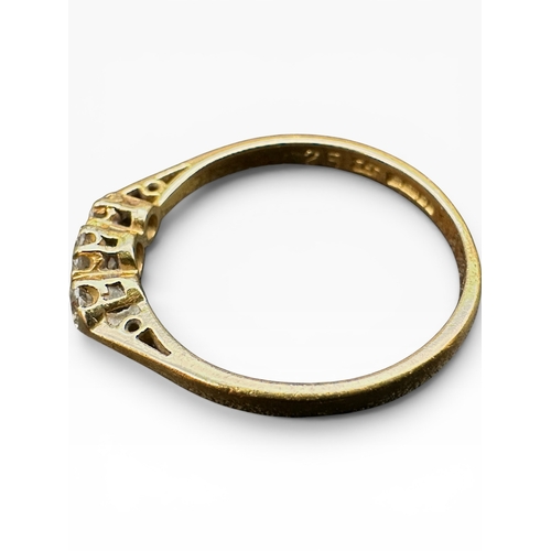 49 - Eighteen Carat Gold Ring set with Three Small Diamonds. Size M. 1.82g...