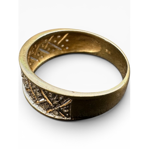 50 - Fourteen Carat Gold Ring set with Small Diamonds. Size P. 3.15g...