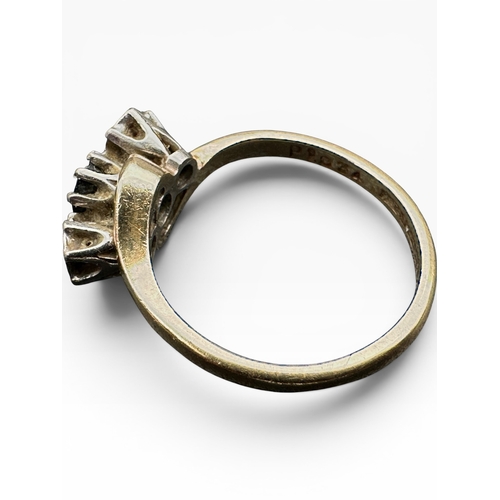 54 - Nine carat Gold Ring set with Sapphire and Small Diamonds. Size N. 2.79g...