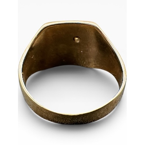 59 - Nine Carat Gold Signet Ring set with Diamond . Size W. 7.53g...