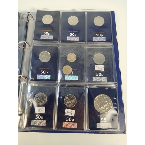 463 - Collection of Approximately 65 Commemorative 50p, £1 and £5 Coins in Change Checker Binder including... 