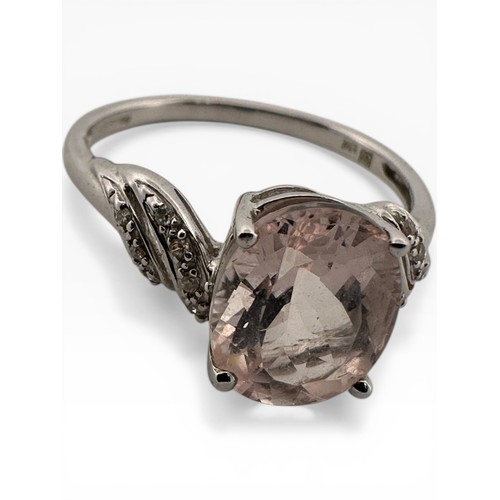 45 - Nine Carat White Gold Ring set with Large CZ Stone. Size P. 2.6g...