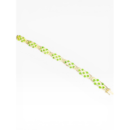 37 - Nine Carat Gold Bracelet set with Peridot Stones (one missing). 7