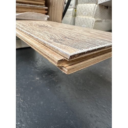 731 - As New, Very High Quality, Thick Engineered Wood Flooring - Smoked Grain Washed Oak - 4 Packs coveri...