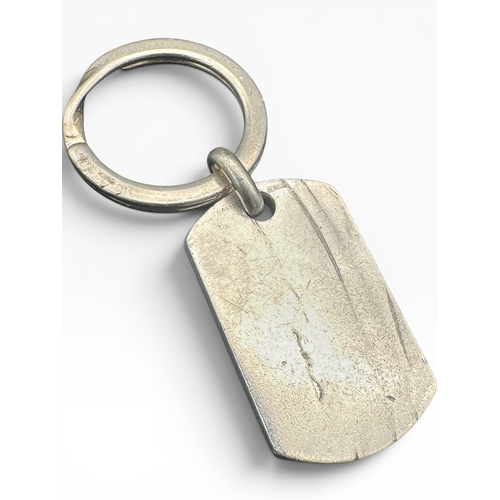 8 - Gucci Silver Dog-tag Keyring. Stamped 'AG 925' with Italian Hallmarks. 24.2g