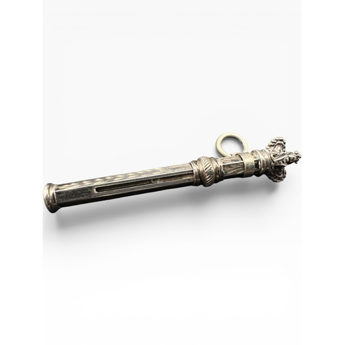 22 - White Metal Retractable Fob Toothpic...