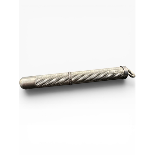 29 - Engine Turned Retractable Silver Toothpick. Birmingham 1992. 6.3g...