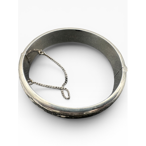 42 - Hallmarked Silver Hinged Bangle 28.1g...